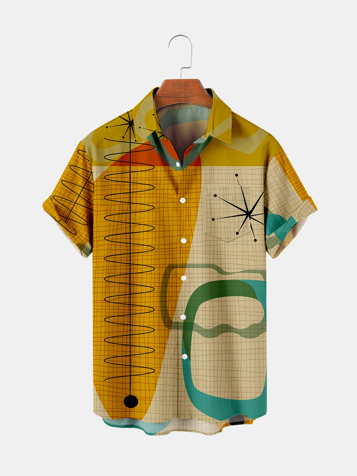 2022 뉴 여름 크리 에이 티브 디자인 하와이 셔츠 남성 여성 싱글 버튼 비치 셔츠 밝은 프린트
